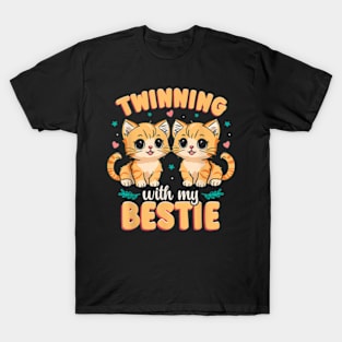 Friendship Twins Day Twinning With My Bestie Cat T-Shirt